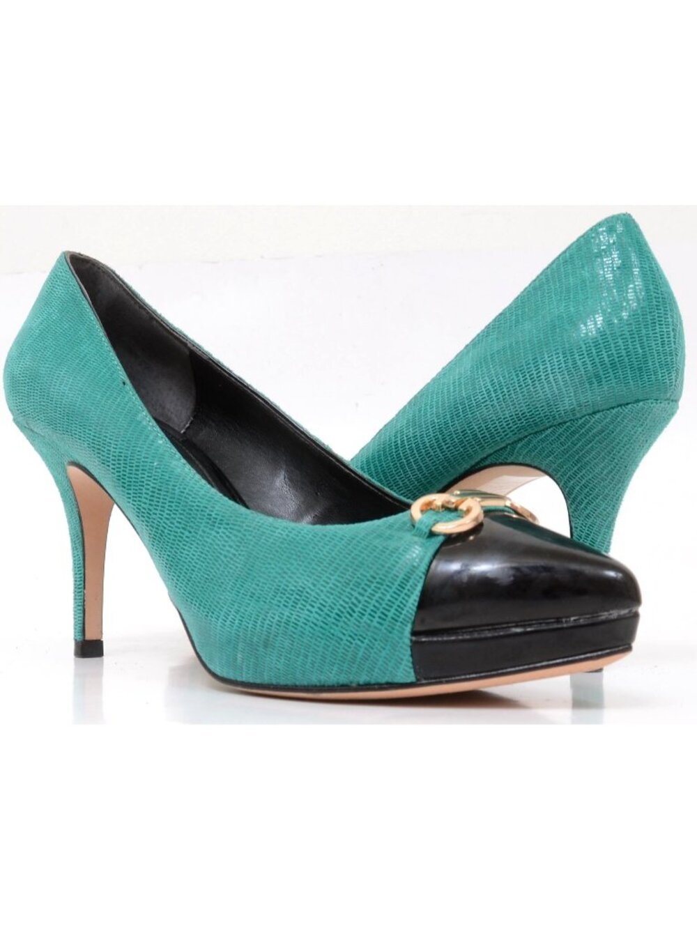 White House Black Market Samantha Women's Heel 8M Emerald Green Black Pump